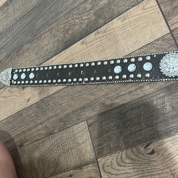 Blazin Roxx Blinged Rhinestone Genuine Leather Belt - Picture 7 of 12